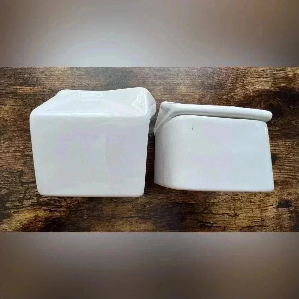 Storehouse | Modern ceramic white, cream and sugar set/2 pieces